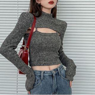 Set: Camisole Top + Crop Knit Top