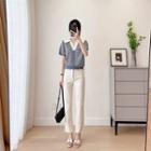 Short-sleeve Retro Jacquard Knit Top