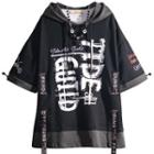 Mock Two-piece Lettering Strappy Hooded T-shirt