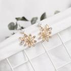 Flower Faux Pearl Alloy Dangle Earring Clip-on Earring - 1 Pair - Gold - One Size