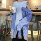 Off Shoulder Long-sleeve Shirt Dress