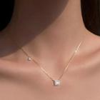 Square Rhinestone Pendant Sterling Silver Necklace 1 Pc - Gold - One Size