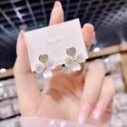 Clover Cat Eye Stone Rhinestone Dangle Earring 1 Pair - Gold - One Size