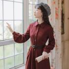 Set: Midi A-line Shirt Dress + Belt