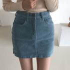 High-waist Corduroy Mini Pencil Skirt