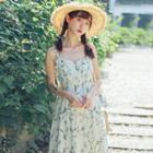 V-neck Floral Chiffon Suspender Dress
