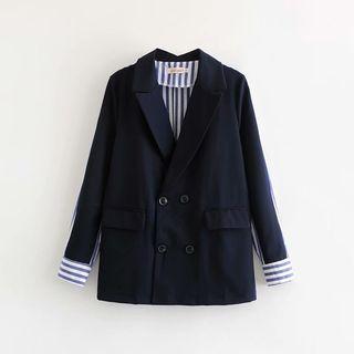 Striped Panel Double-breasted Blazer