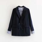Striped Panel Double-breasted Blazer