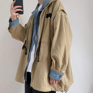Mock Two-piece Denim Detail Jacket