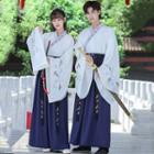 Set: Embroidered Hanfu Top + Tie-waist Maxi Skirt