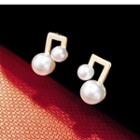 Faux Pearl Musical Note Stud Earring