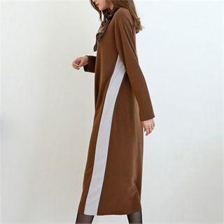 Contrast-trim Long T-shirt Dress