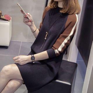 Color Block A-line Sweater Dress / Camisole Top
