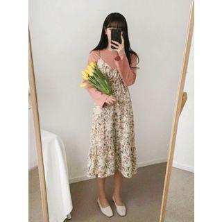 Floral Pattern Spaghetti Strap Midi Dress