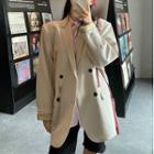 Plain Double-breasted Blazer With Chain