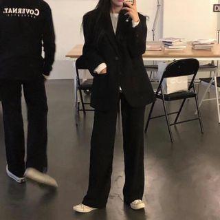 Button Blazer / Wide Leg Shorts / Wide Leg Pants