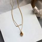 Polished Droplet Pendant Layered Necklace 1 Set - Gold - One Size