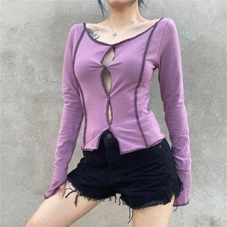 Long-sleeve Perforated T-shirt