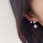 Star Asymmetrical Dangle Earring 1 Pair - Clip On Earring - Silver - One Size