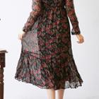 High-waist Rose Chiffon Long Dress