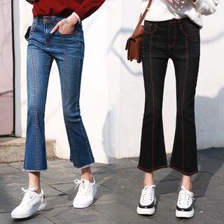 Contrast Stitching Boot Cut Jeans