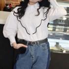 Plain / Striped Contrast Trim Shirt