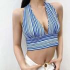 Halter Striped Cropped Camisole Top