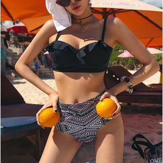 Set: Bikini Top + Patterned Swim Bottom
