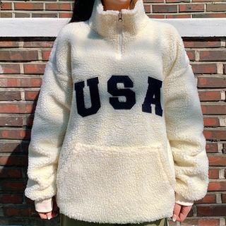 Usa Appliqu  Sherpa-fleece Anorak Pullover