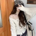 Linen Flower V-neck Sweater Cardigan