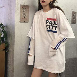 Layered Sleeve Lettering Top