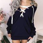 Lace Up V-neck Pullover