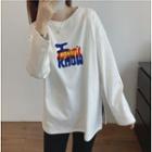 Round-neck Lettering Split Oversize Top