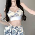 Floral Print Cropped Camisole / Sweatpants