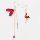 925 Sterling Silver Non-matching Flamingo Drop Earring