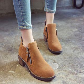 Low-heel Stitched Zip-side Shoe Boots