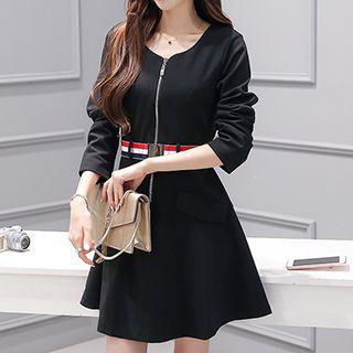Long-sleeve Zip A-line Dress