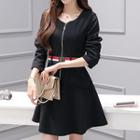 Long-sleeve Zip A-line Dress