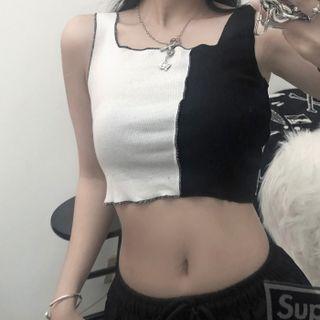 Paneled Tank Top Black & White - One Size