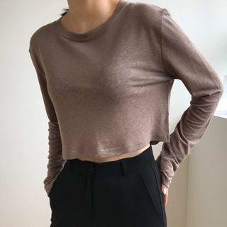 Crew-neck Long-sleeve Crop Top