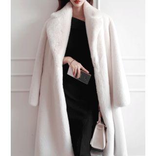 Open-front Faux-fur Coat Ivory - One Size