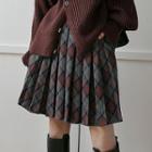 Argyle Pleated Mini Skirt