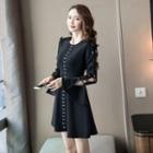 Lace Up Long-sleeve A-line Dress