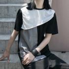 Color Panel Short-sleeve T-shirt Black - One Size