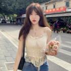 Lace-up Lace Panel Camisole Top