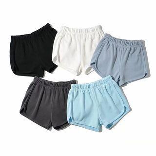 Elastic Waist Embroidered Plain Hot Pants