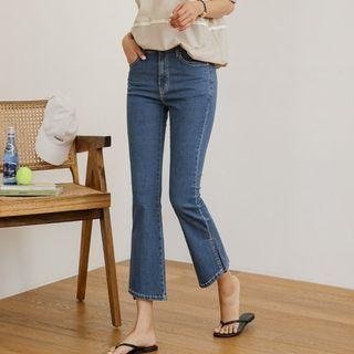 Slit-side Stitched Boot-cut Jeans