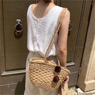 Sleeveless Button-back Top White - One Size