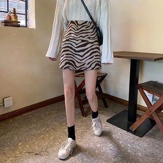 Leopard-pattern Mini A-line Skirt
