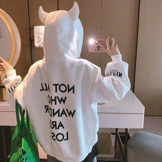 Lettering Cartoon Hoodie